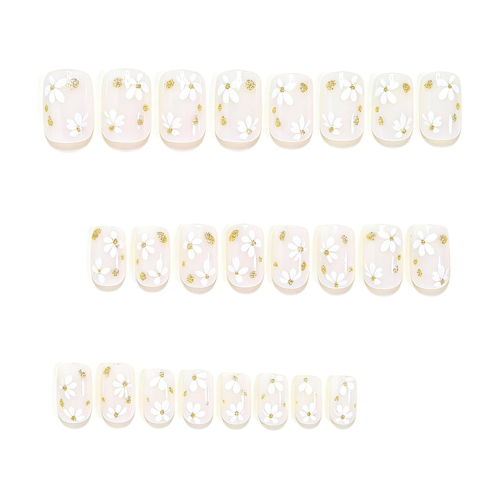 Elegant Floral Design Press-On Nail Art Bowlift