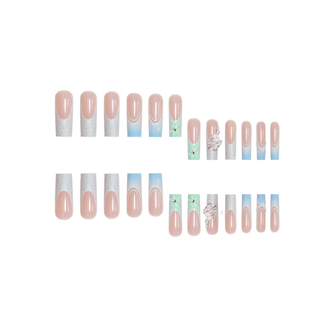 Elegant Floral Acrylic Nail Extensions Bowlift