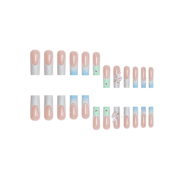 Elegant Floral Acrylic Nail Extensions Bowlift