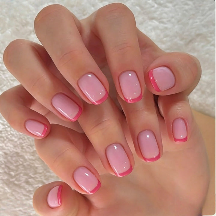 Chic French Tip Acrylic Press-On Nails Bowlift
