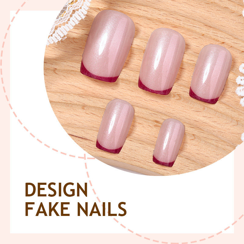 Artificial nail set with glamorous French tip design Bowlift