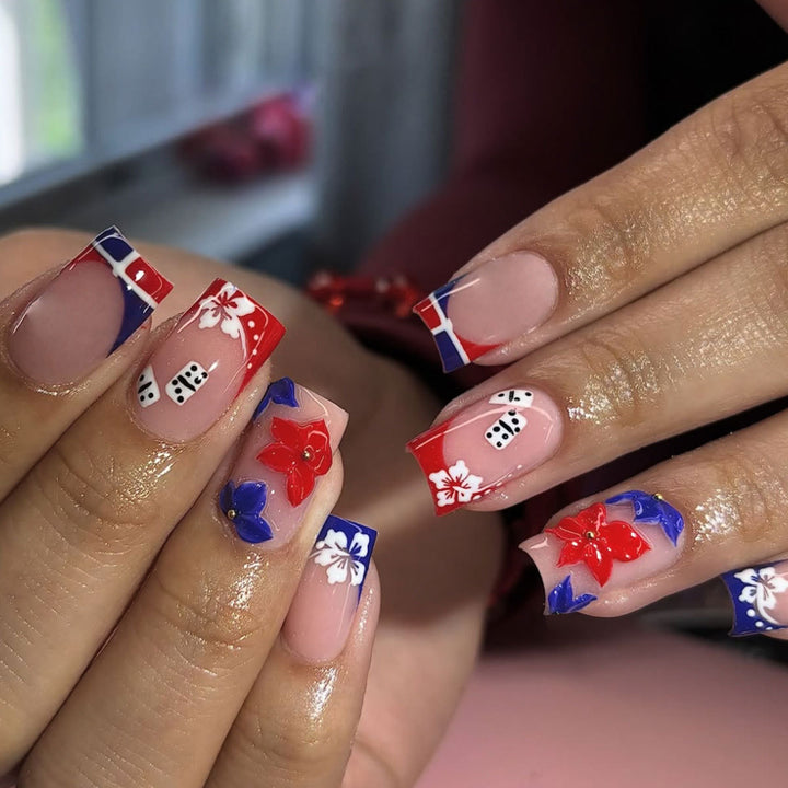 Floral-Themed 3D Acrylic Nail Art Extensions Bowlift