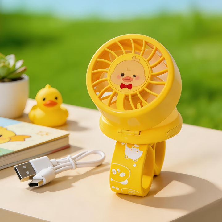 Women's Portable Hand Fan with Cute Animal Design and USB Charging Function Bowlift