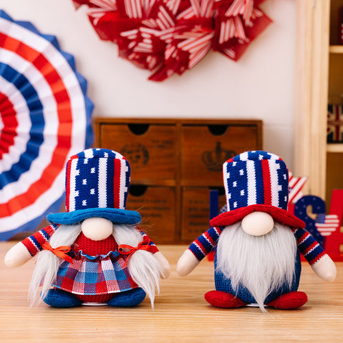 Unisex decorative fabric gnome as festive table and shelf decoration with knitted pointed hat and faux fur beard Bowlift