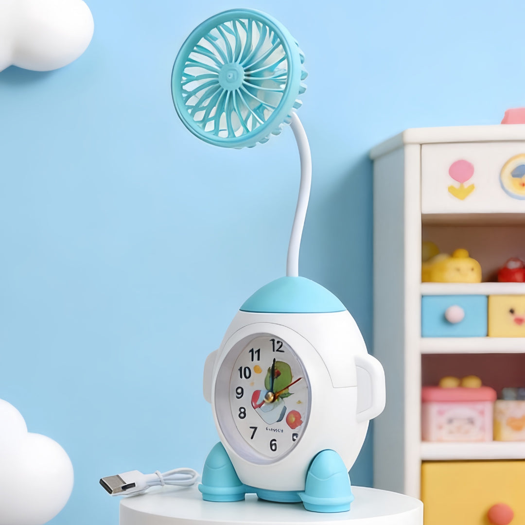 Women Multifunctional Table Clock with Fan Bowlift