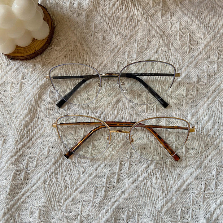 Fashionable Cat-Eye Sunglasses with Fine Metal Frame Bowlift