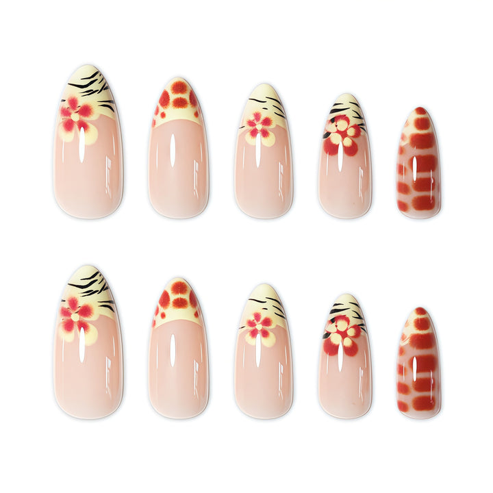 Artistic Floral Design Press-On Nail Extensions Bowlift