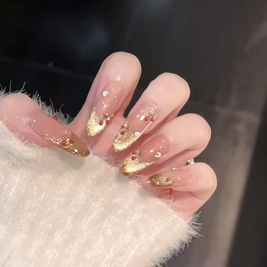 Artistic Floral-Embellished Press-On Nail Art Bowlift