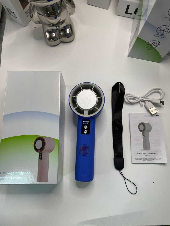 Women's Portable Turbo Hand Fan with Digital Control Bowlift