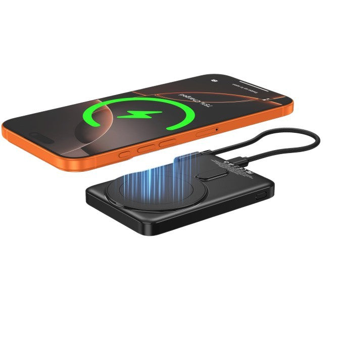 Portable power bank with integrated wireless charger and digital display Bowlift