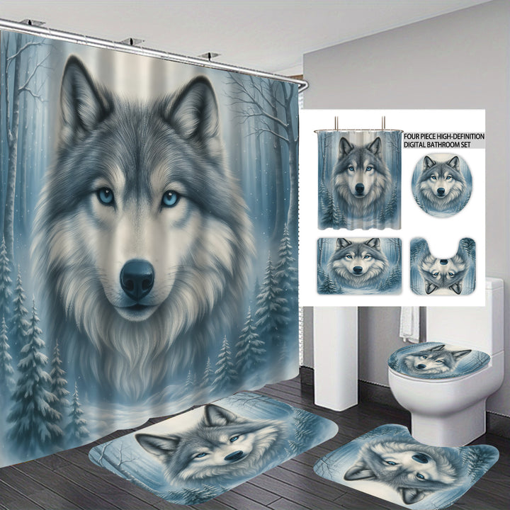 High-Definition Wolf-Themed Bathroom Décor Set Bowlift
