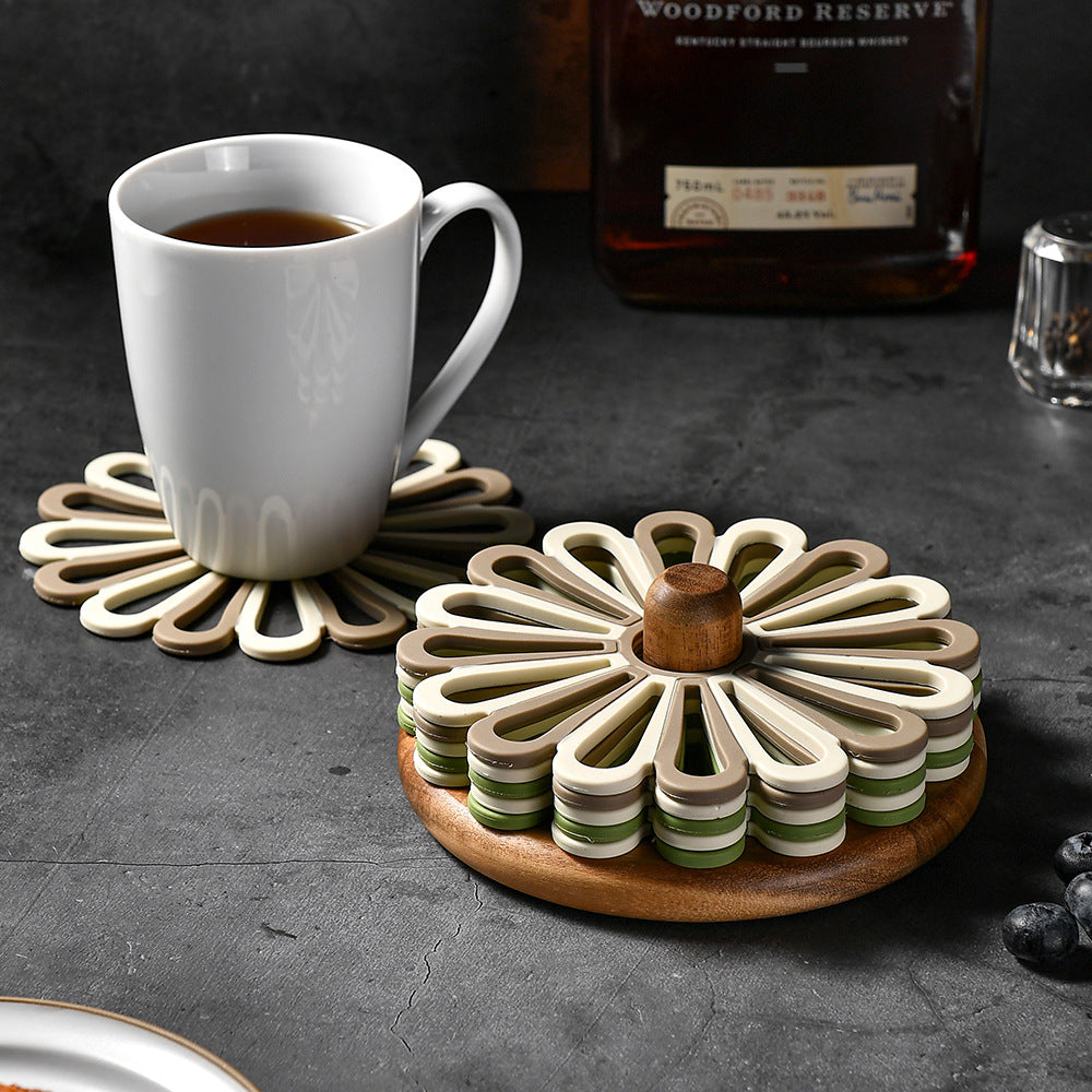 Elegant Silicone Coasters in Floral Design Bowlift