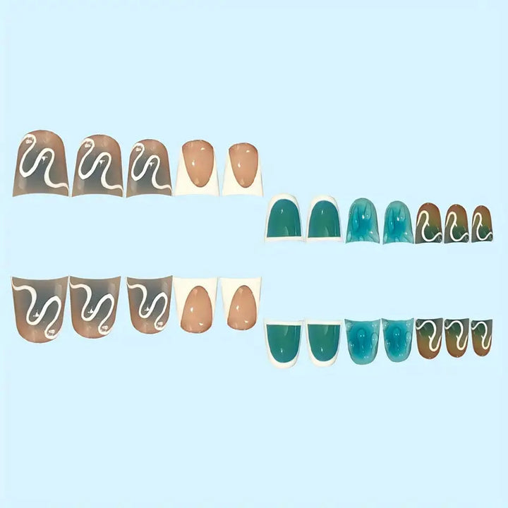 Artistic Abstract Press-On Nail Design Bowlift