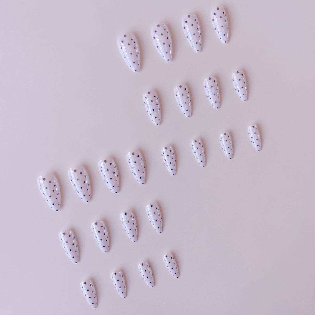 Acrylic Nail Set with Modern Polka Dot Design Bowlift