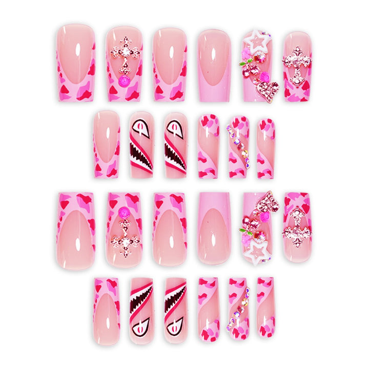 Artistic Decorative Press-On Nails with 3D Embellishments Bowlift