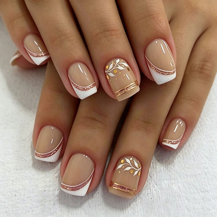 Elegant Press-On Nail Tips with Decorative Bow Bowlift