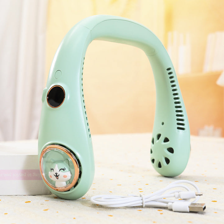 Women's Portable Neck Fan with Cooling Spray Function Bowlift