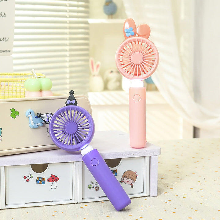 Women Portable Mini Handheld Fan with Light Function Bowlift