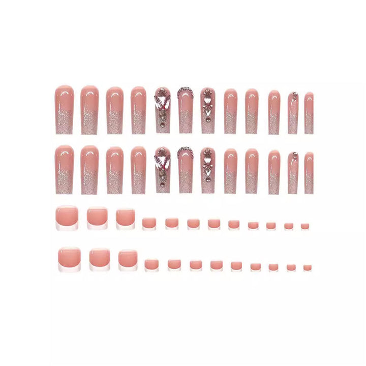 Glamorous Rhinestone-Detailed Press-On Nail Set Bowlift