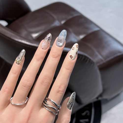 Artistic Stiletto Press-On Nail Set with Unique Aesthetic Designs Bowlift