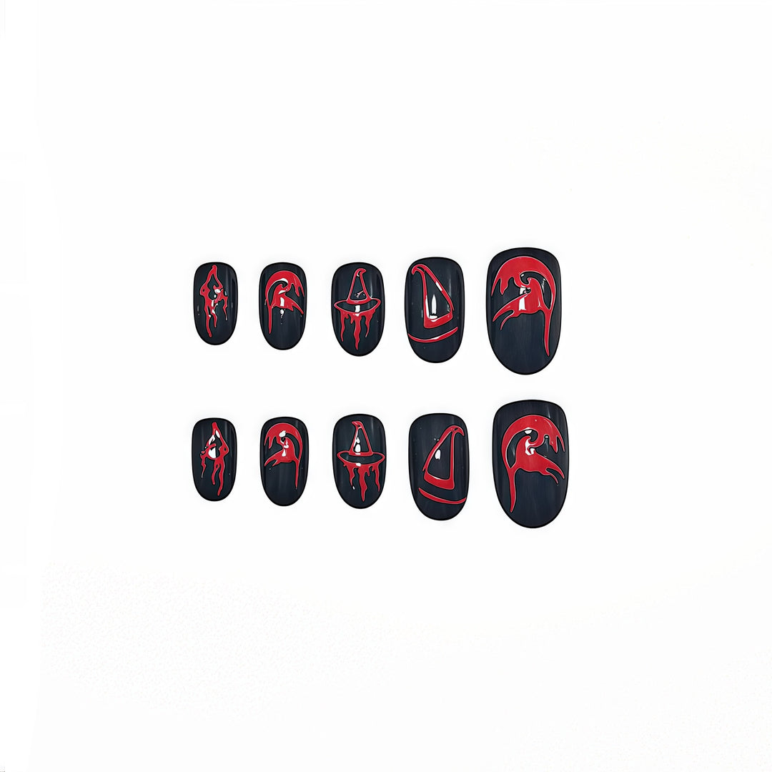 Artistic Halloween-style Press-on Nails Bowlift