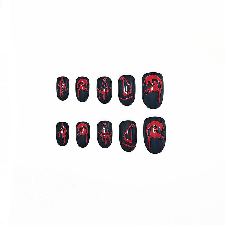 Artistic Halloween-style Press-on Nails Bowlift
