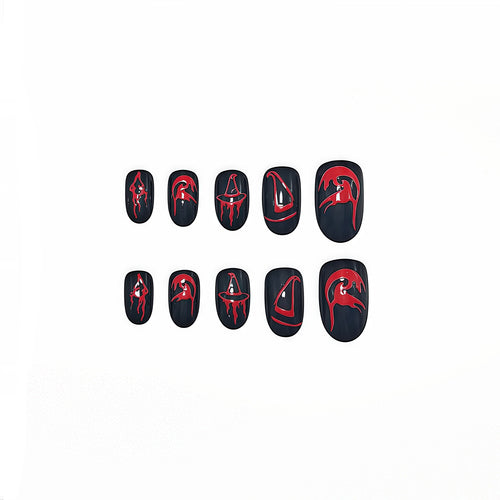 Artistic Halloween-style Press-on Nails Bowlift