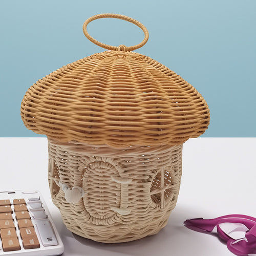 Playful storage basket with mushroom hat design Bowlift