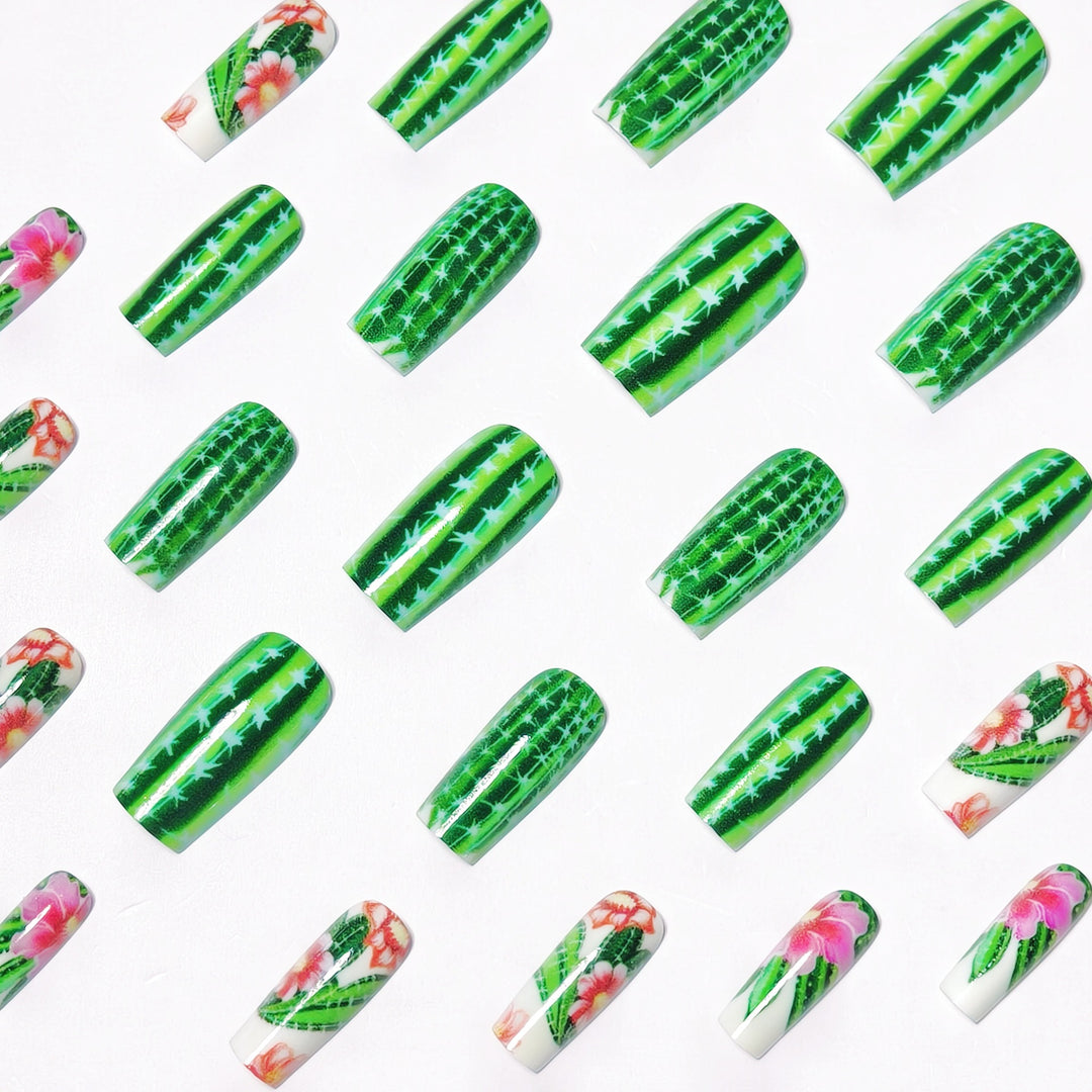 Decorative Floral Cactus Nail Art Bowlift