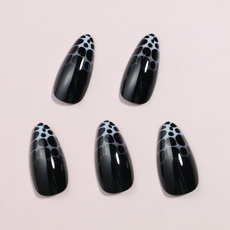 Artistic Press-On Nail Set with Geometric Design Bowlift