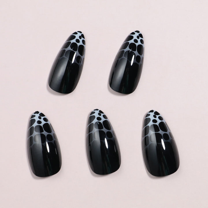 Artistic Press-On Nail Set with Geometric Design Bowlift