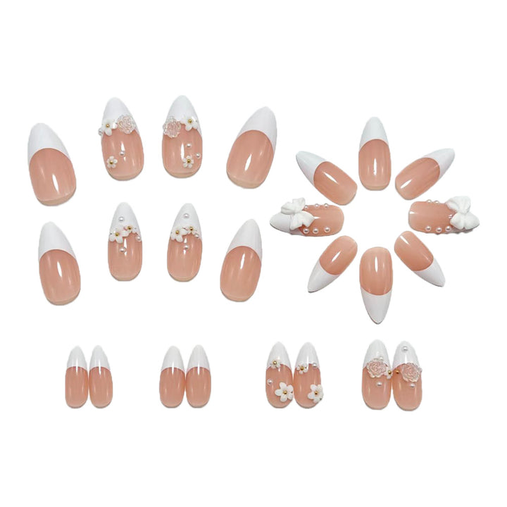 Artificial nails with elegant flower decoration Bowlift