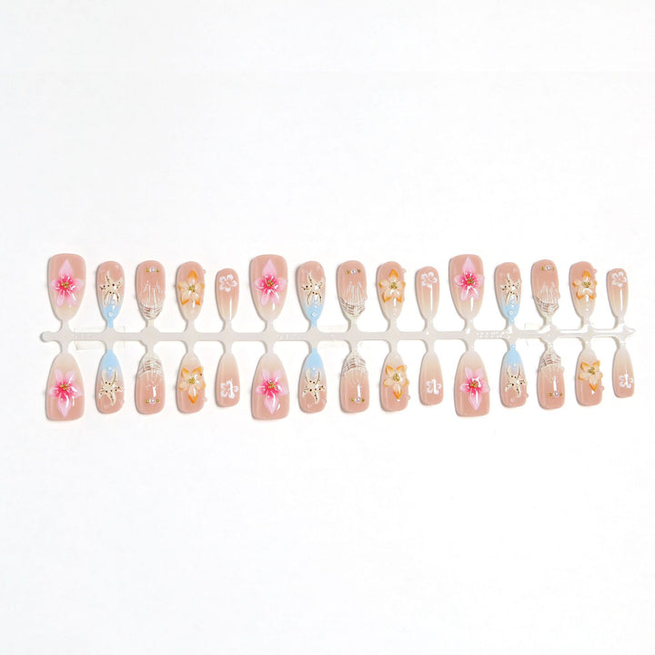 Artificial nails with floral decorations Bowlift