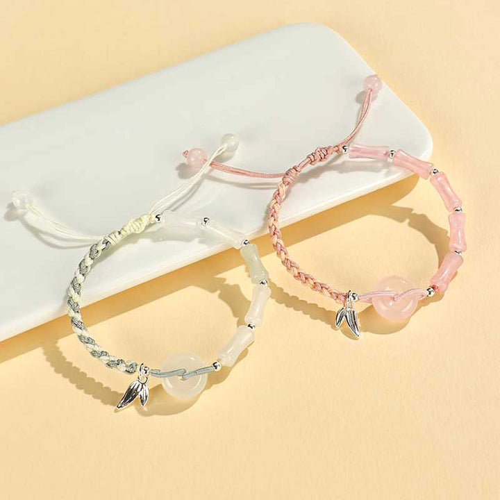 Adjustable Gemstone and Leaf Charm Bracelet Bowlift
