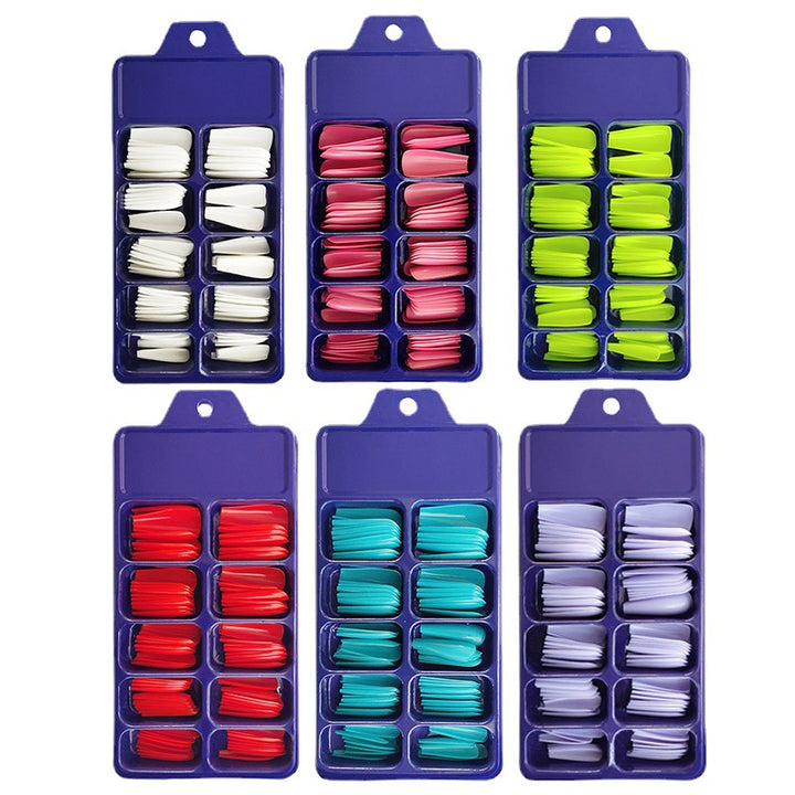 Artificial nails with long French tip design Bowlift