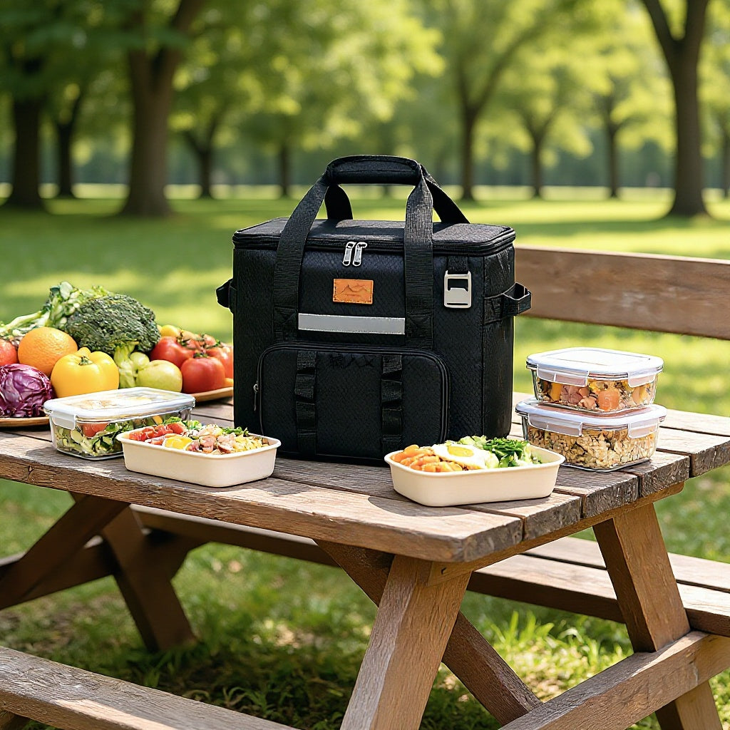 Insulated Soft-Sided Cooler Tote with Front Storage Pocket and Padded Handles Bowlift