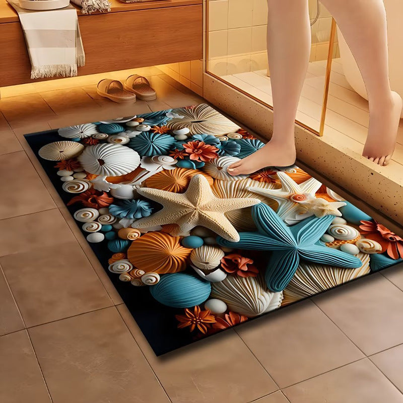Artistic Floral Design Bath Mat Bowlift