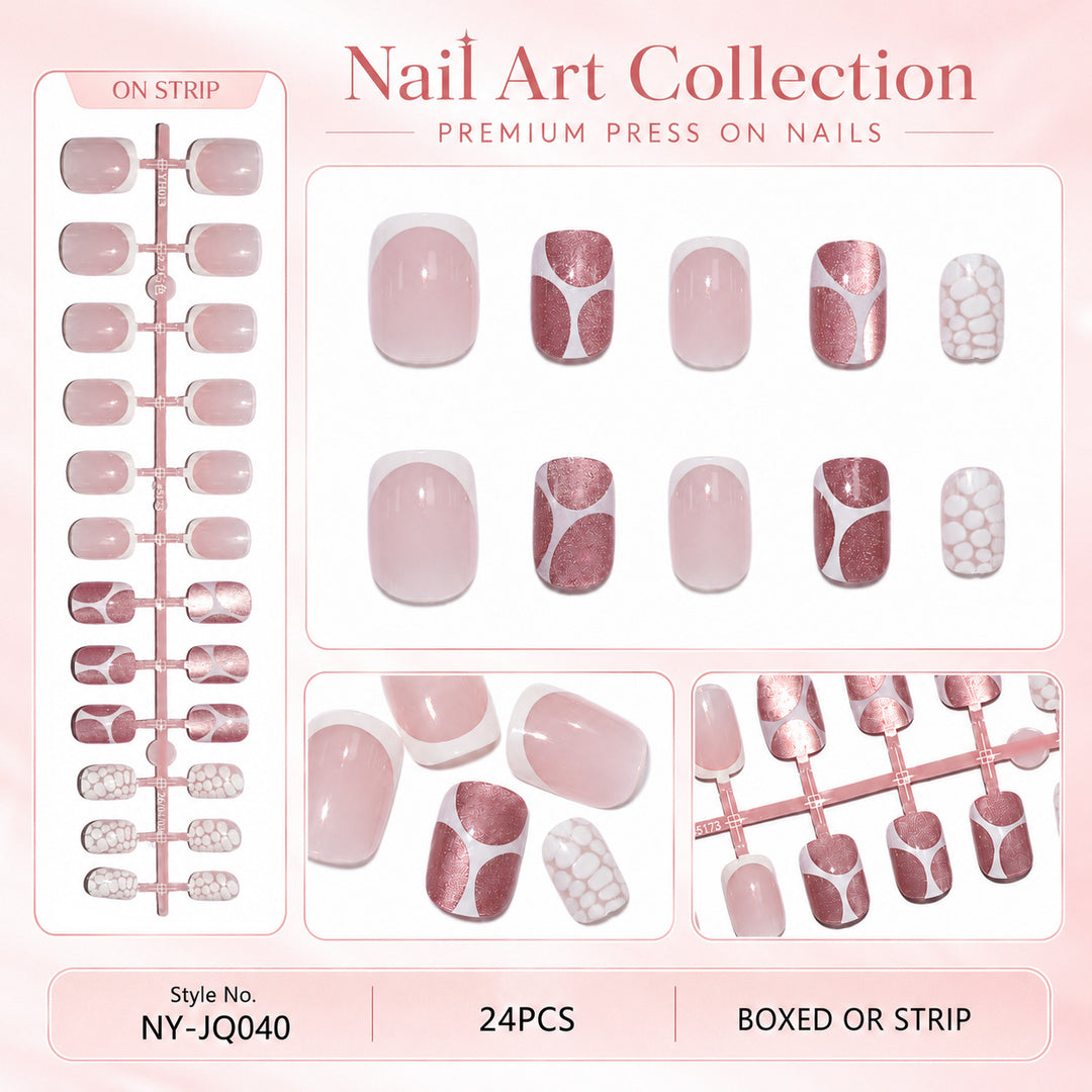 Premium Press-On Nails with Metallic Shine Bowlift