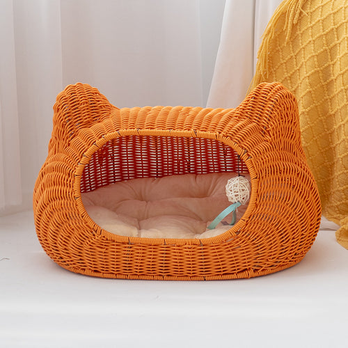 Rattan Cat Cave Bowlift