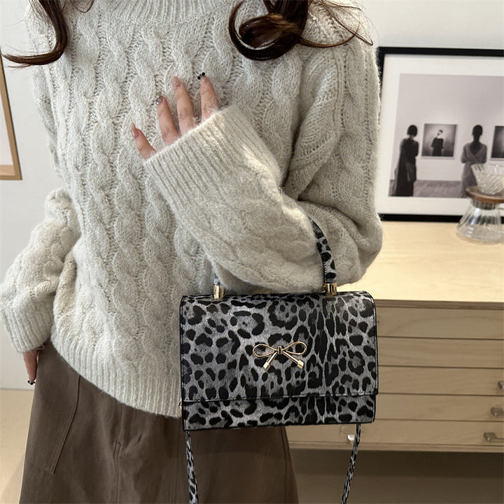 Stylish Animal Print Top Handle Handbag Bowlift