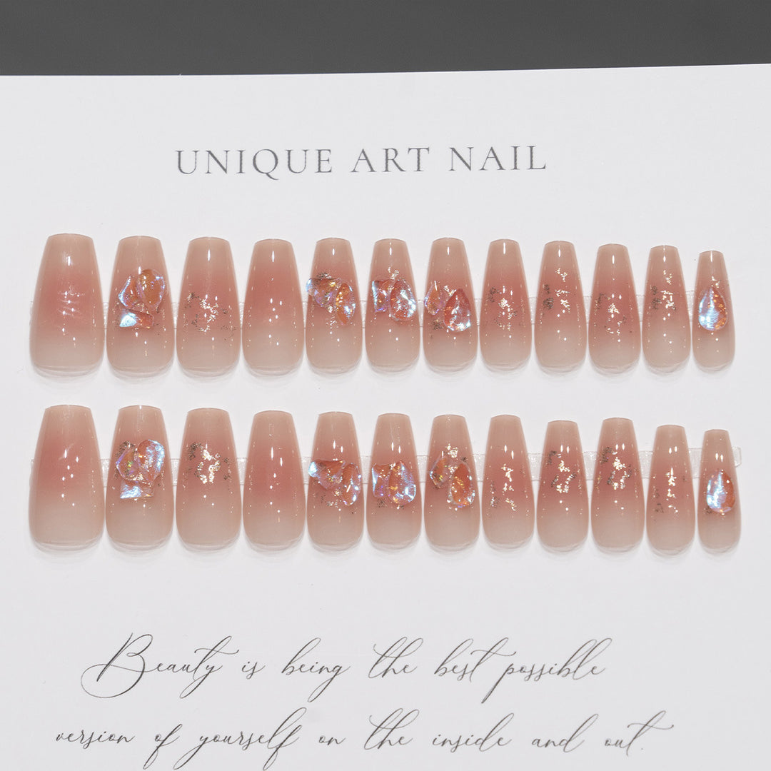 Artistic Press-On Nail Tips with Floral Design Bowlift