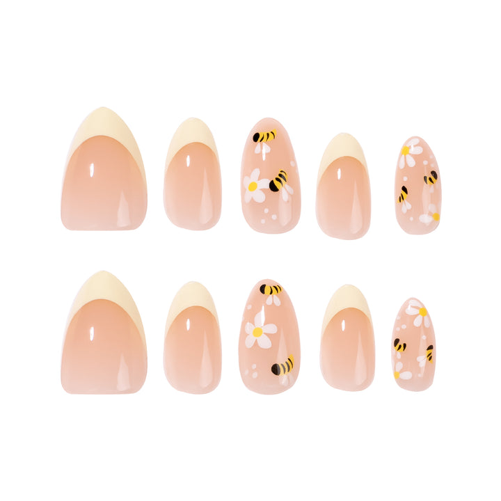 Artful Nail Art with Bee and Flower Design Bowlift