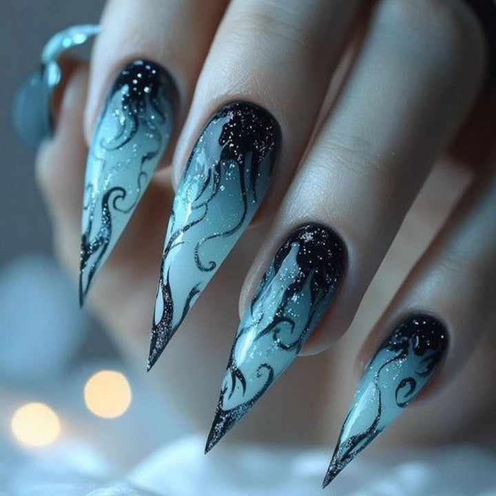 Artificial nails with glamorous tip design Bowlift