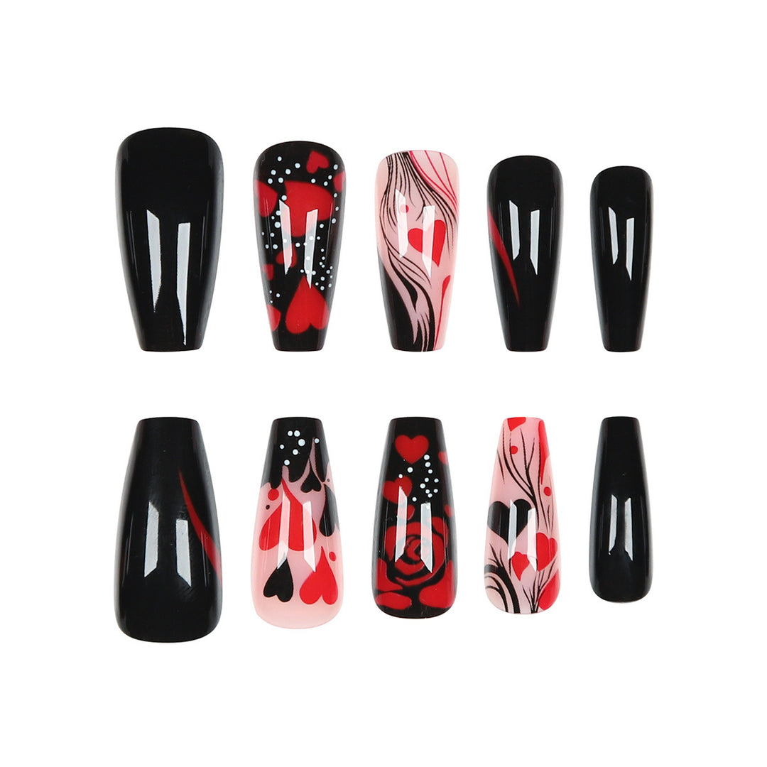Heart-Design Artistic Press-On Nails Bowlift