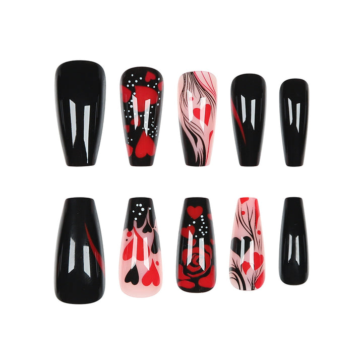 Heart-Design Artistic Press-On Nails Bowlift