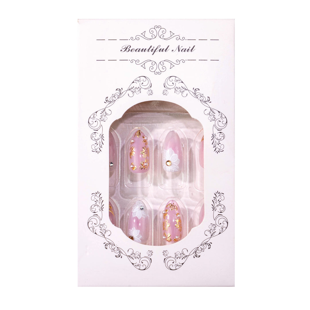 Elegant Floral Decorative Press-On Nails