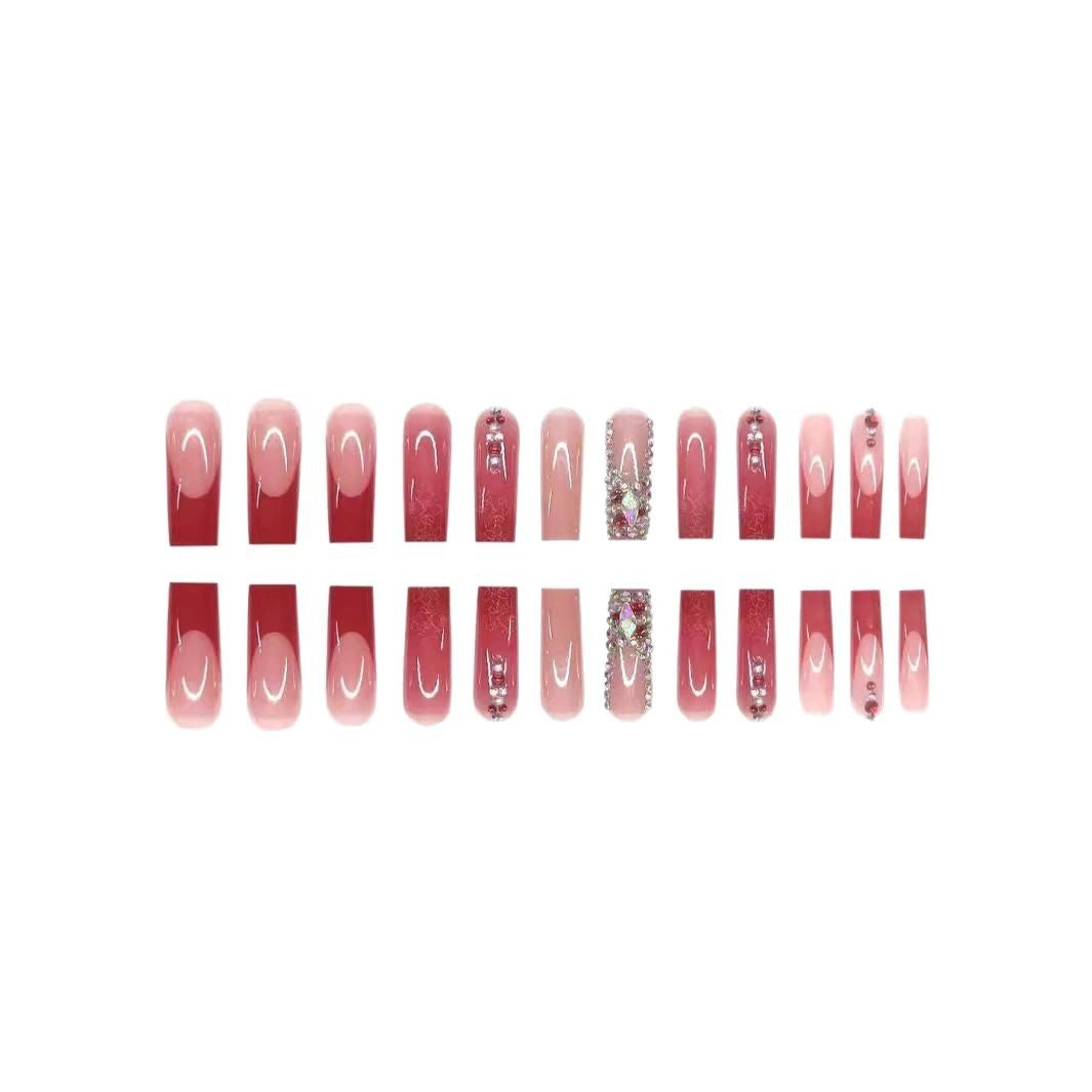 Decorative 3D Press-On Nail Art with Gemstone Accents Bowlift 1788434622