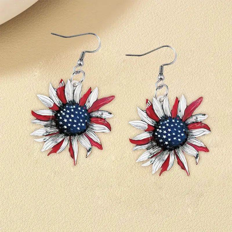 Women's hand-painted sunflower earrings in flag design made of lightweight metal Bowlift