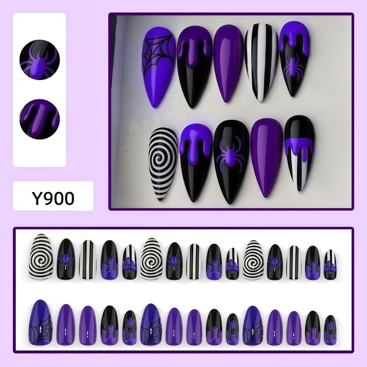 Artificial nails with creepy spider design Bowlift