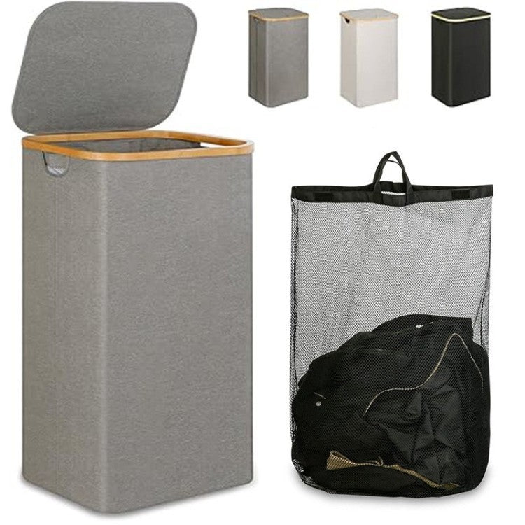 Multifunctional laundry storage box with bamboo lid Bowlift